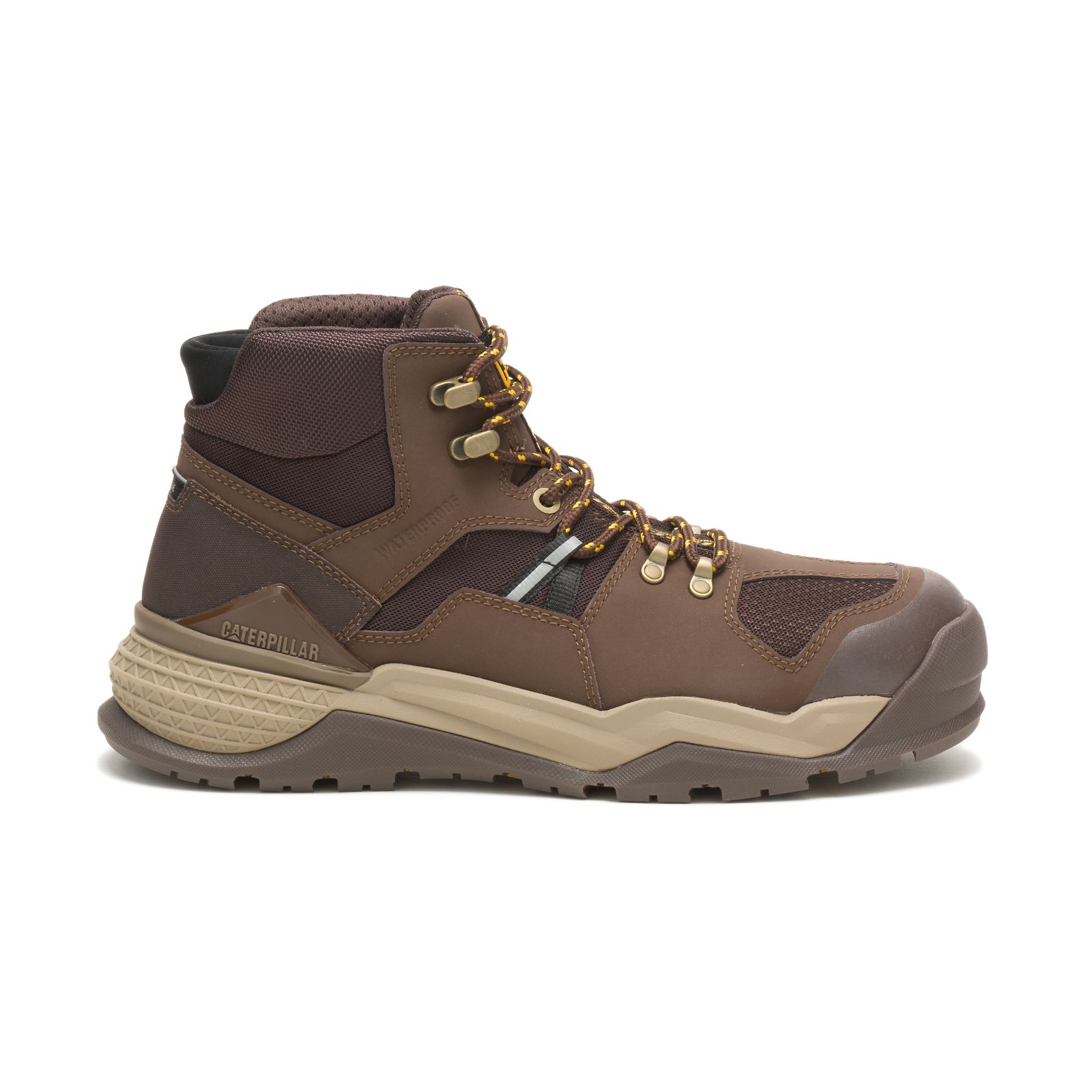 Caterpillar Boots Islamabad - Caterpillar Provoke Mid Waterproof Alloy Toe Mens Work Boots Chocolate (978125-GTP)